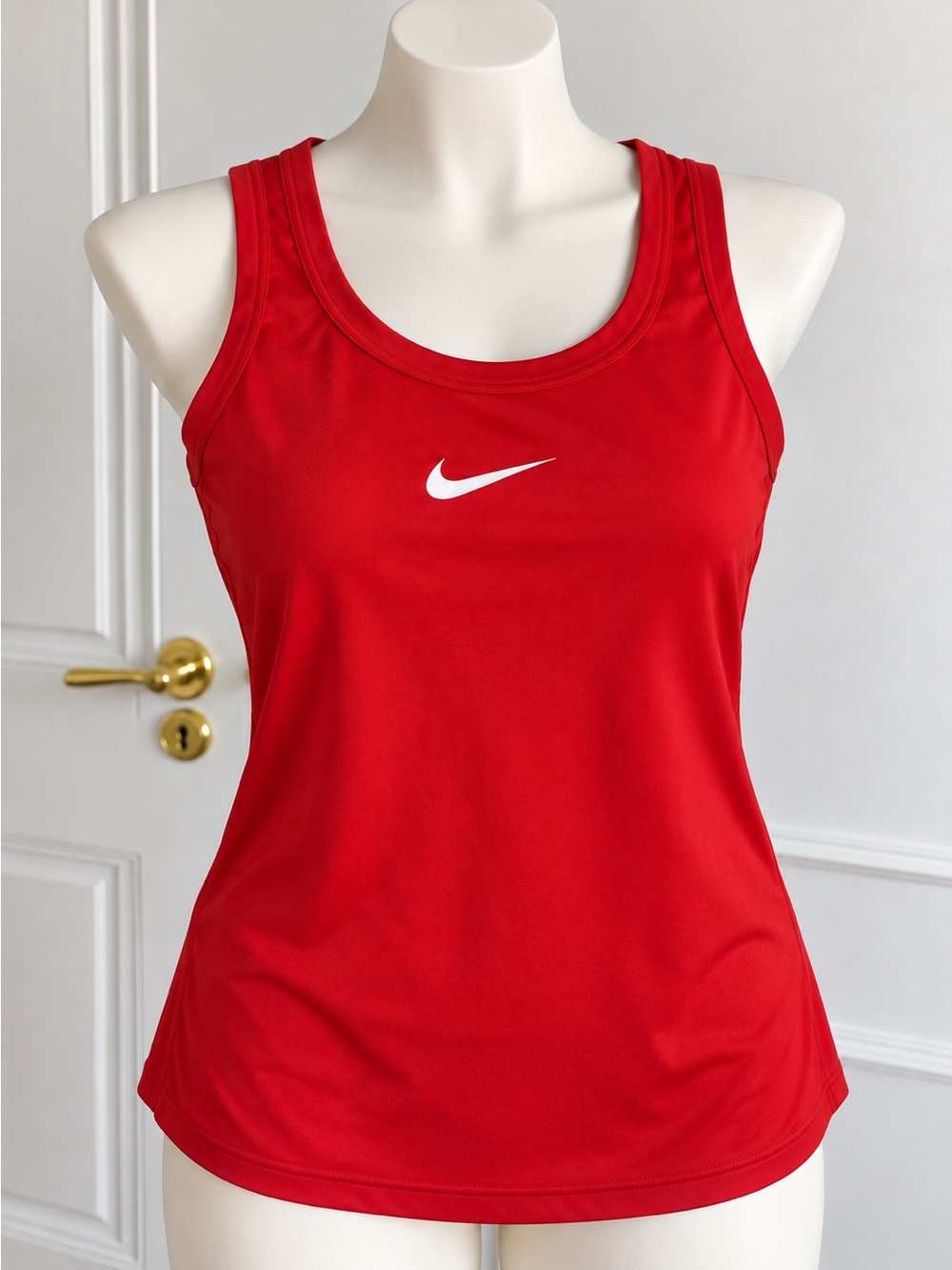 Nike Women’s Red Athletic Tank with White Swoosh